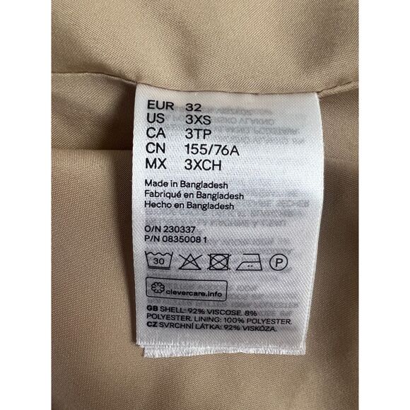 H&M Women's Tan Blazer Jacket Viscose Polyester Blend Size 3XS - Picture 5 of 12